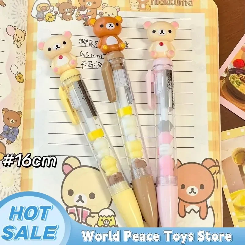 

Милая гелевая ручка Kawaii Rilakkuma Bear Sister, 0,5 мм, черная, с мультяшным дизайном, нажимная, для студентов, канцтовары, оптовые подарки