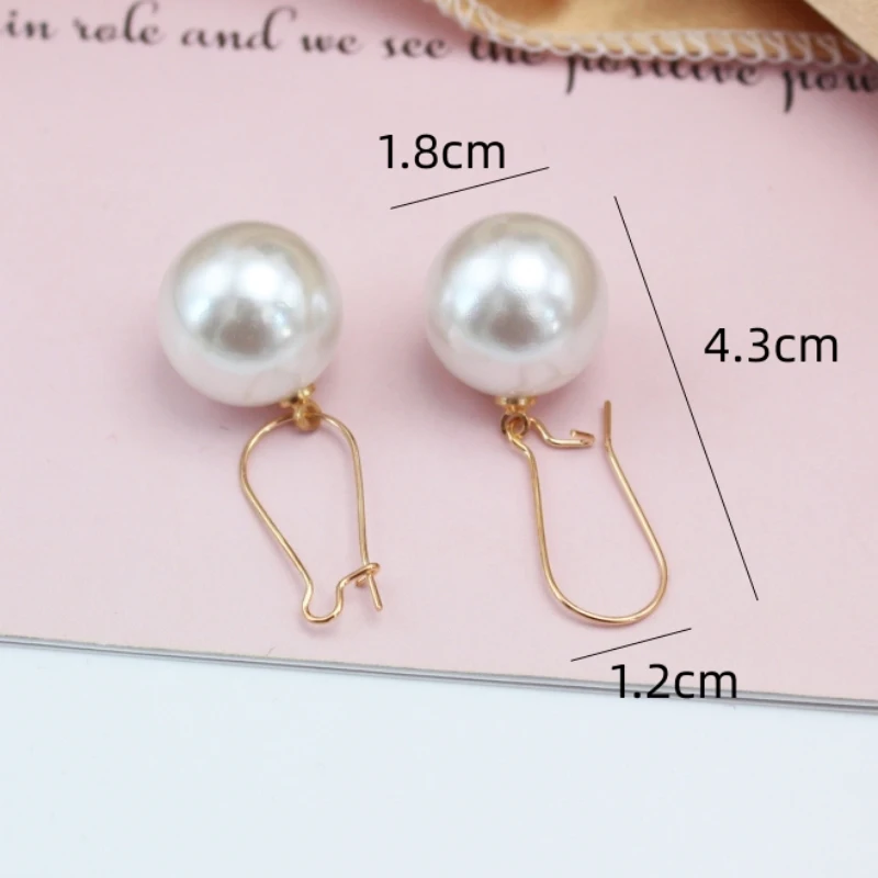 18mm Big Round Imitation Pearl Dangle Earrings for Women Hyperbole Gold Silver Color Jewelry Accessory Wholesale Gift Brincos