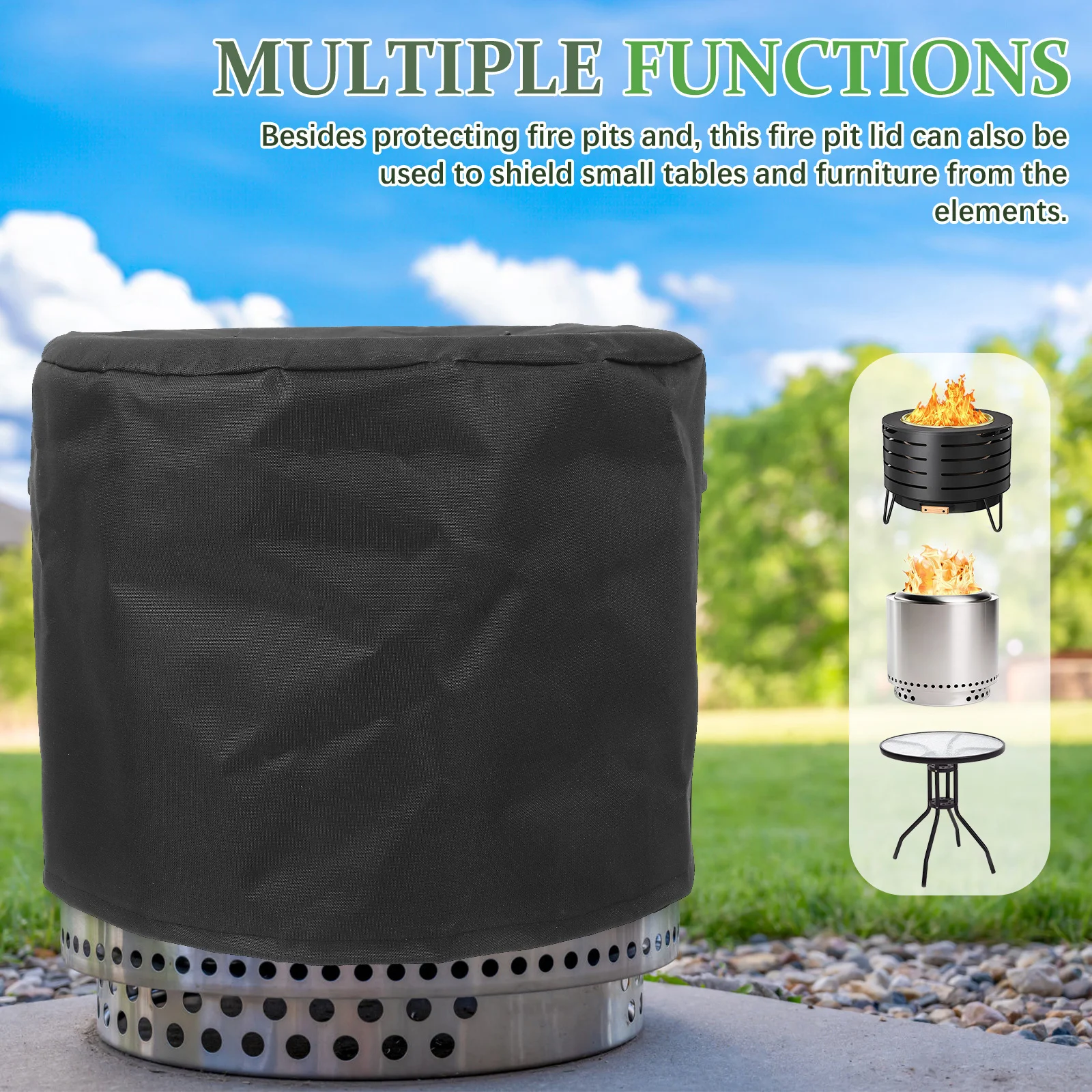 Fire Pit Cover Garden Heater Full Coverage Dust-proof Outdoor Gas Table Fireproof 600d Oxford Cloth Protective Burner