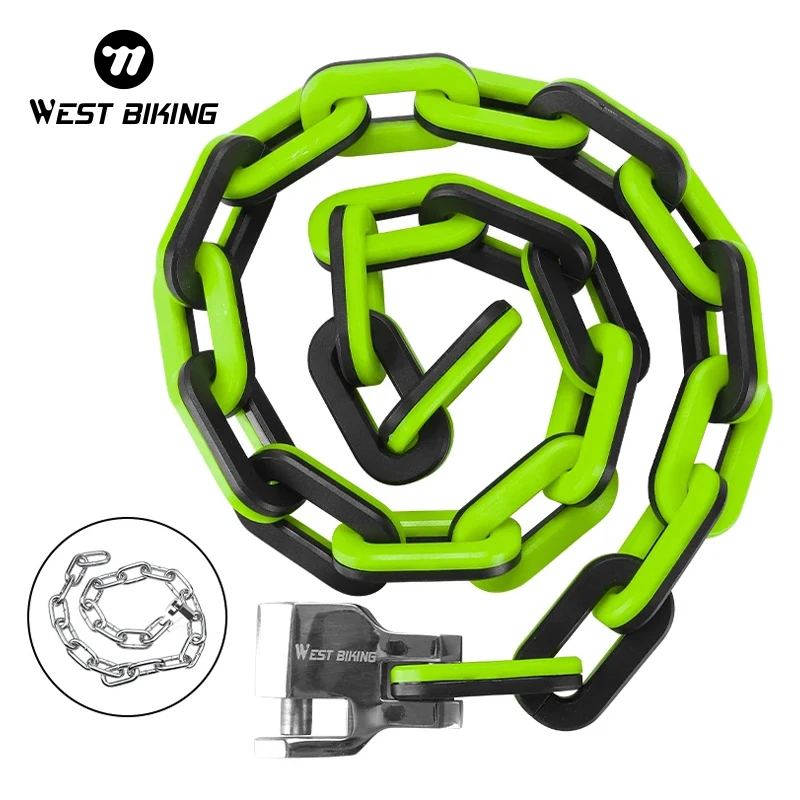 WEST BIKING Bicycle Lock Anti-theft Mtb Road Bike Steel Wire Chain Lock Motorcycle Helmet Bike Electric Scooter Safety Padlock