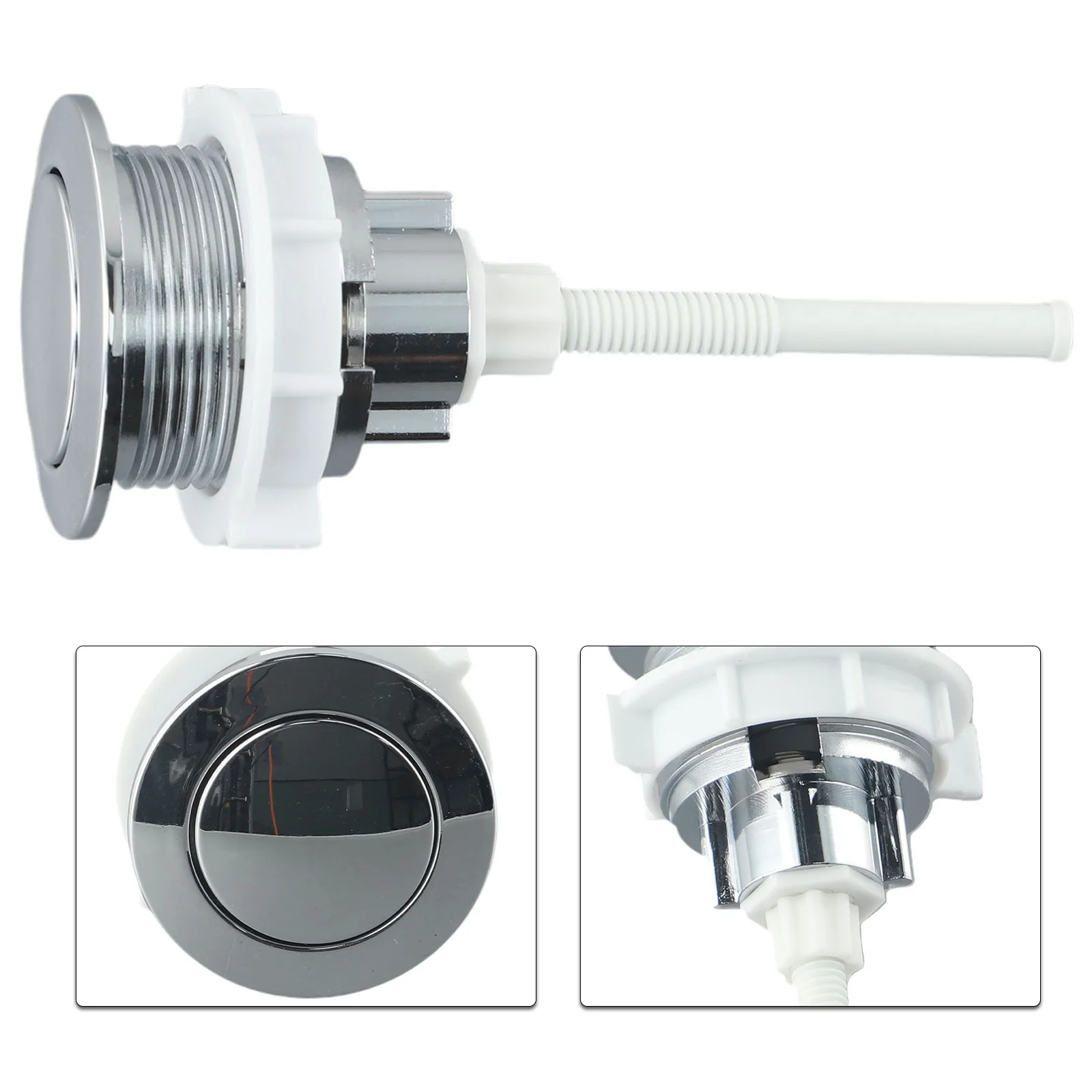 Push Button Toilet Tank Button Bathrooms 1 Piece ABS Plastic Corrosion-resistant Rust-proof Single Button Sliver