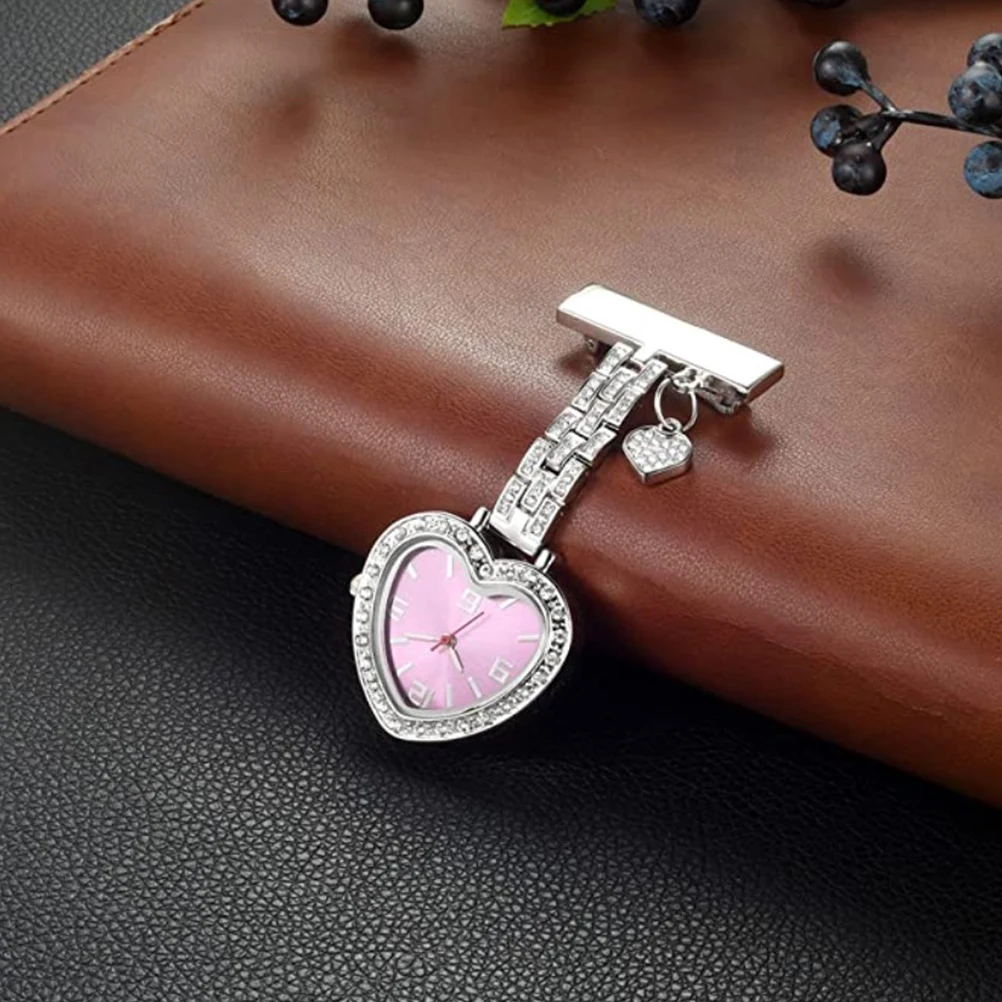 

Fashionable Heart Design Nurse Watch Practical Water Resistant Clip-on Watch for Female Medical Personnel