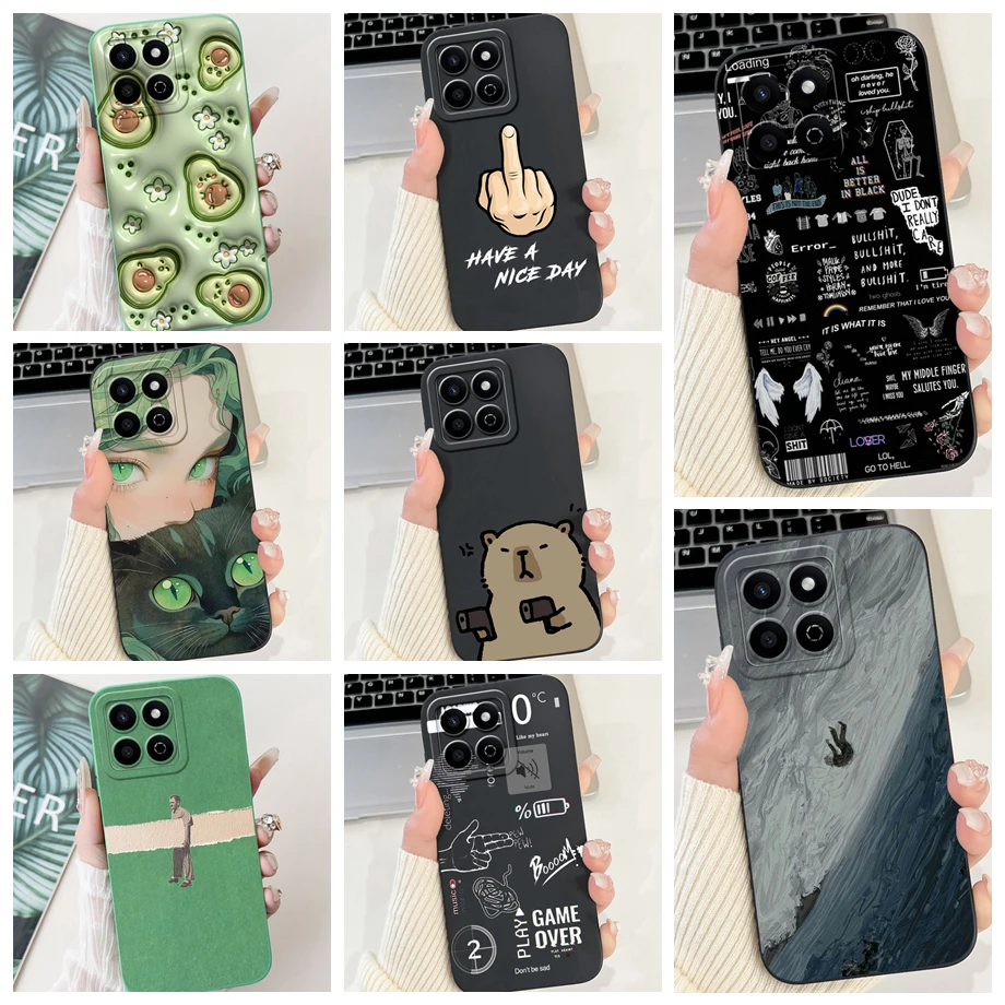 New Fashion Phone Case For Honor 200 Smart Avocado Marble Artistic Pattern Bumper Shell Huawei Honor X7C 4G Soft Silicone Capa