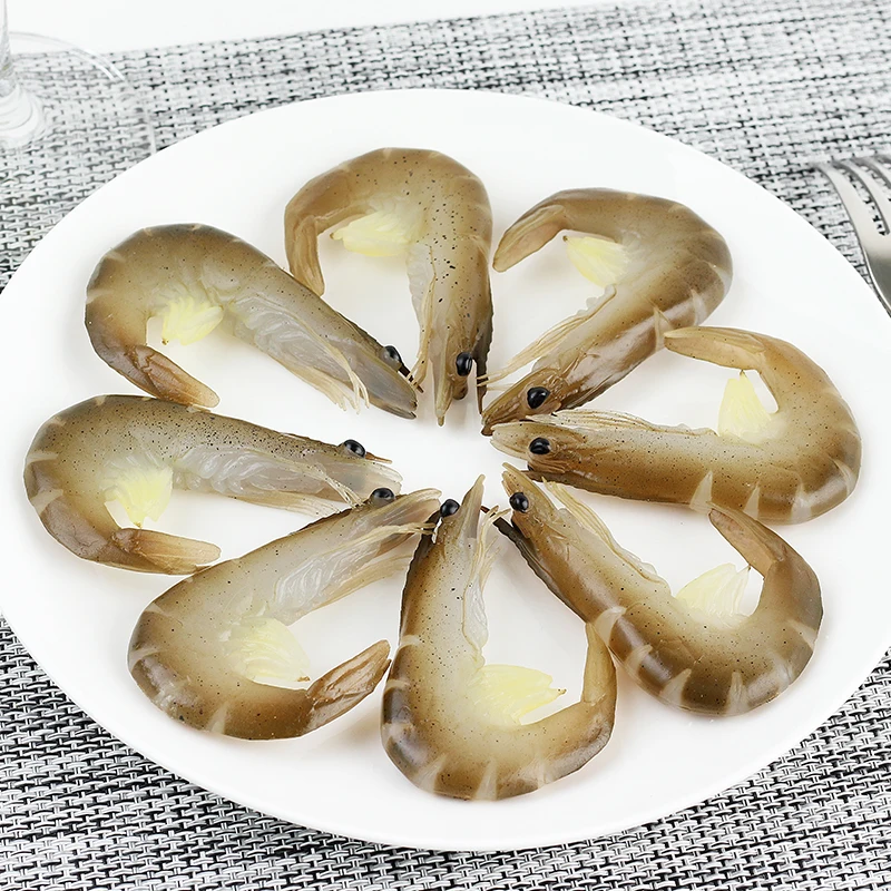 8pcs Simulation Shrimp Fake Food model PVC Lobster Kitchen Photography Prop Restaurant Window Display Wedding Party Home Decor