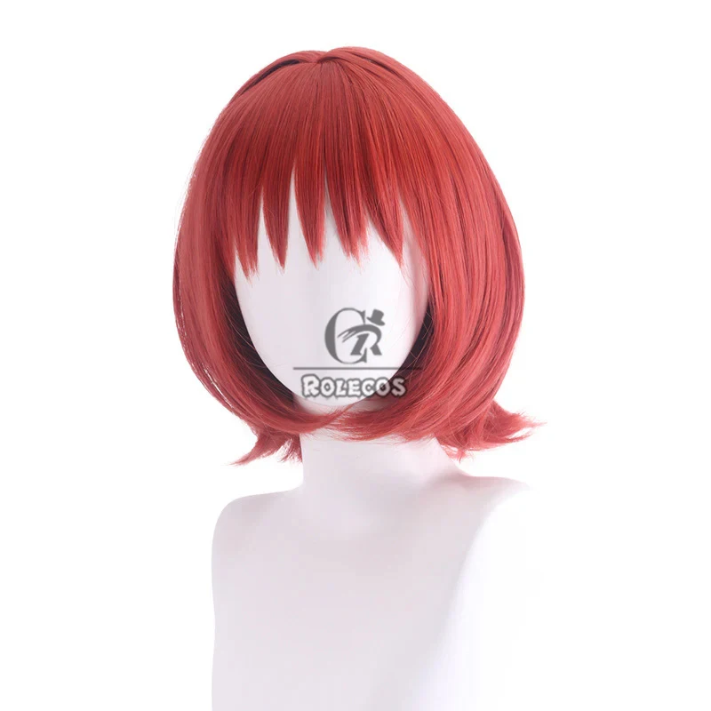 ROLECOS Tokyo Mew Mew Ichigo Momomiya Cosplay Pruiken Ichigo Momomiya 35 cm Korte Rechte Rode Pruik Hittebestendige Synthetisch Haar