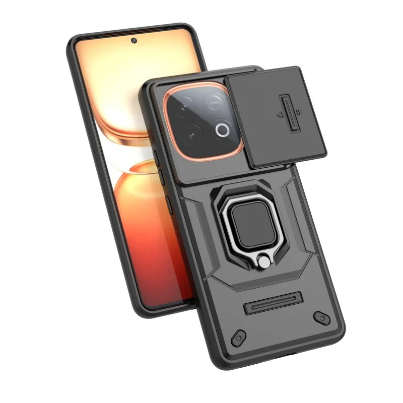 Para iQOO Z10 Turbo funda Vivo iQOO Z10 Turbo Capas a prueba de golpes parachoques trasero lente protector anillo soporte Fundas iQOO Z10 Turbo