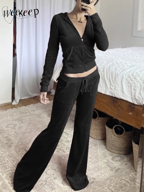 Y2k Velvet Tracksuit Pants Y2k 2 Piece Set Tracksuit Flared Velvet Tracksuits Pant Sets Aliexpress
