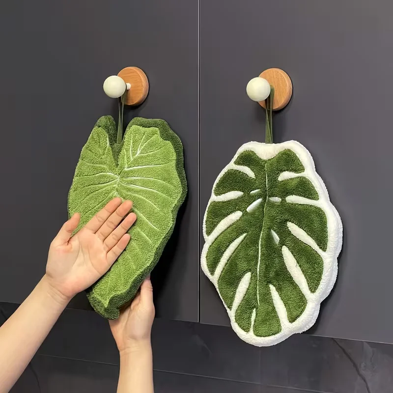 Creative Leaf-Shaped Bathroom Towel | Hangable, Absorbent Microfiber Towel for Bathroom, Dining, Kitchen