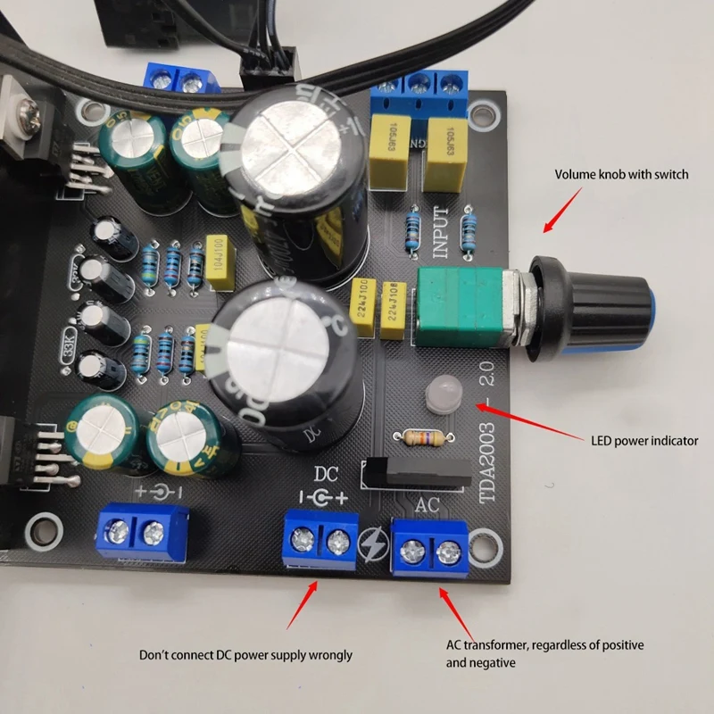 Carte amplificateur de puissance TDA2003, amplificateur de puissance avec interrupteur, petite et moyenne puissance 2.0, stéréo à 2 canaux