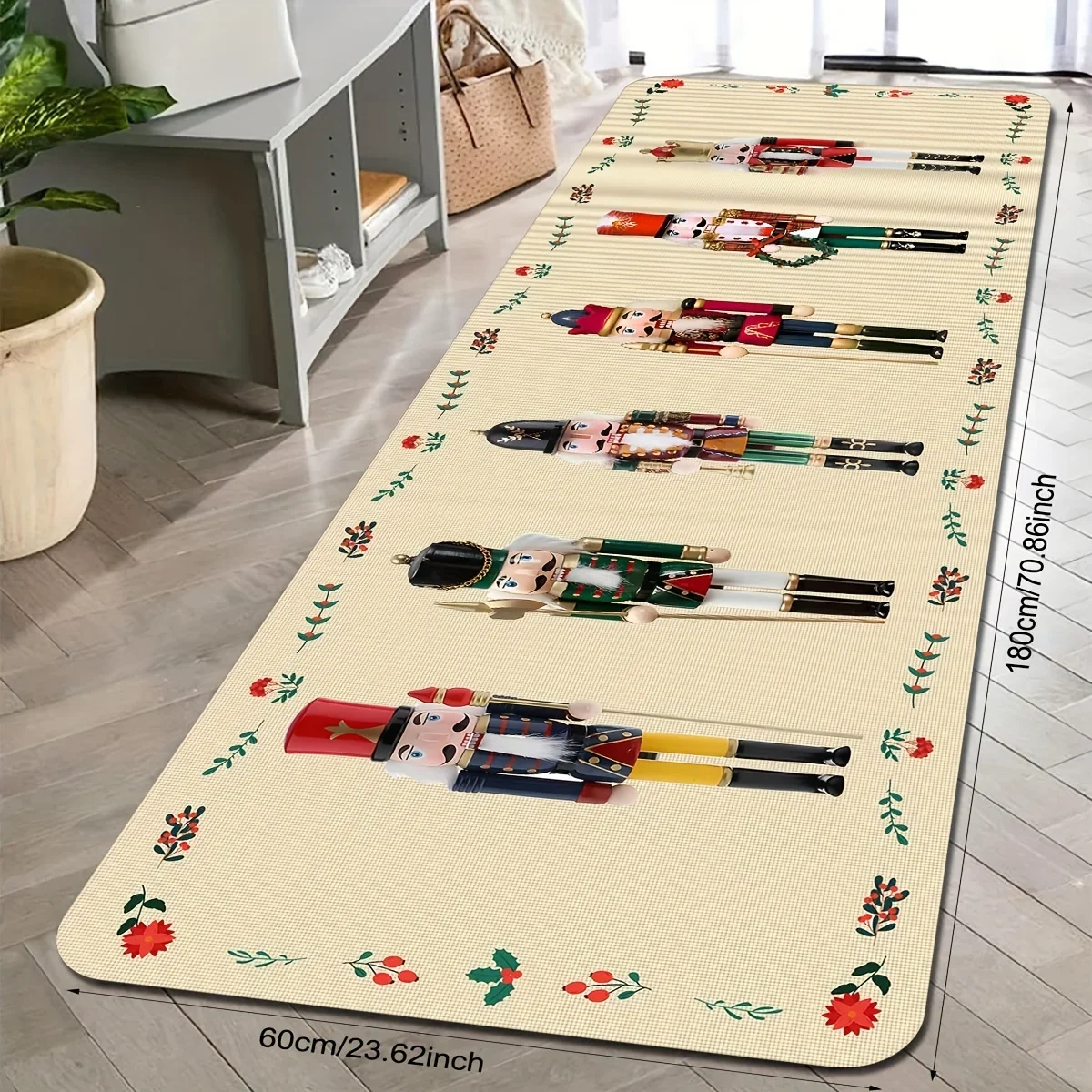 Festive Christmas Nutcracker Welcome Door Mats Room Decor Bathroom Non-slip Mat Kitchen Hallway Balcony Rug Christmas Decoration