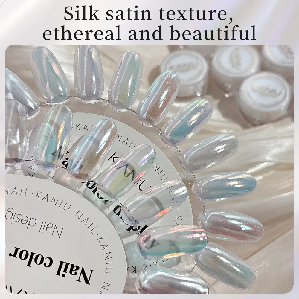 كانيوم أورورا لؤلؤة بيضاء الأظافر مسحوق ضوء القمر فرك على مسحوق مرآة الكروم الصباغ لمسمار الفن صالون مانيكير الديكور #2