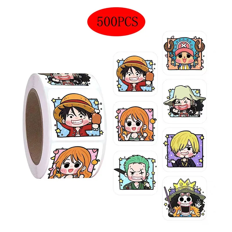 500PCS Cartoon One Piece NARUTO Stickers DIY Anime Figure Image Children\'s Reward Envelope Sealing Decoration Sticker Kid Gifts