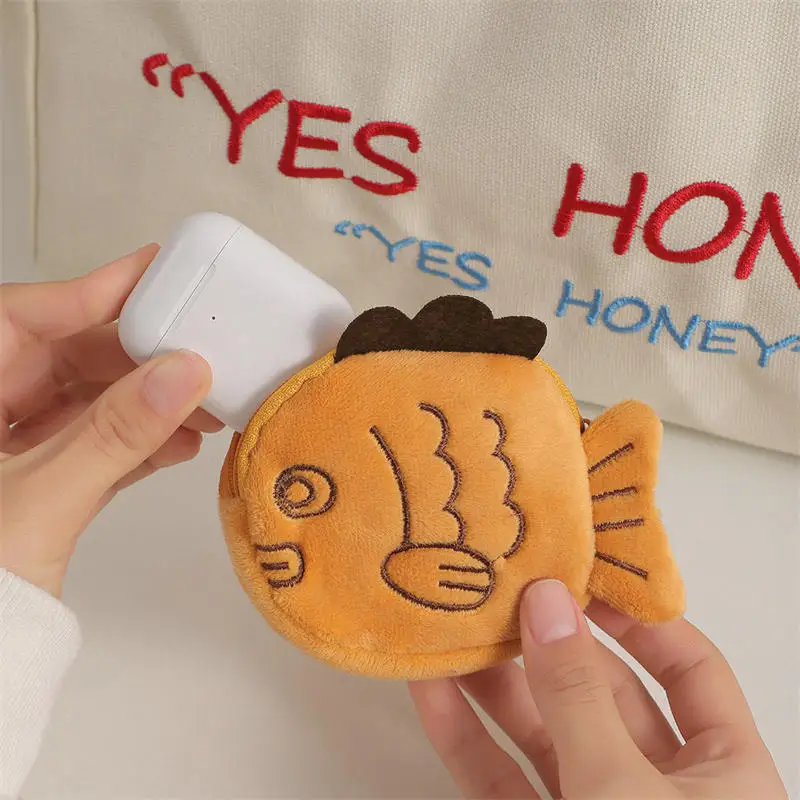 新しい女性子供コイン魚ヘッドフォン収納袋小銭財布海の動物財布小銭入れぬいぐるみイヤホンバッグ