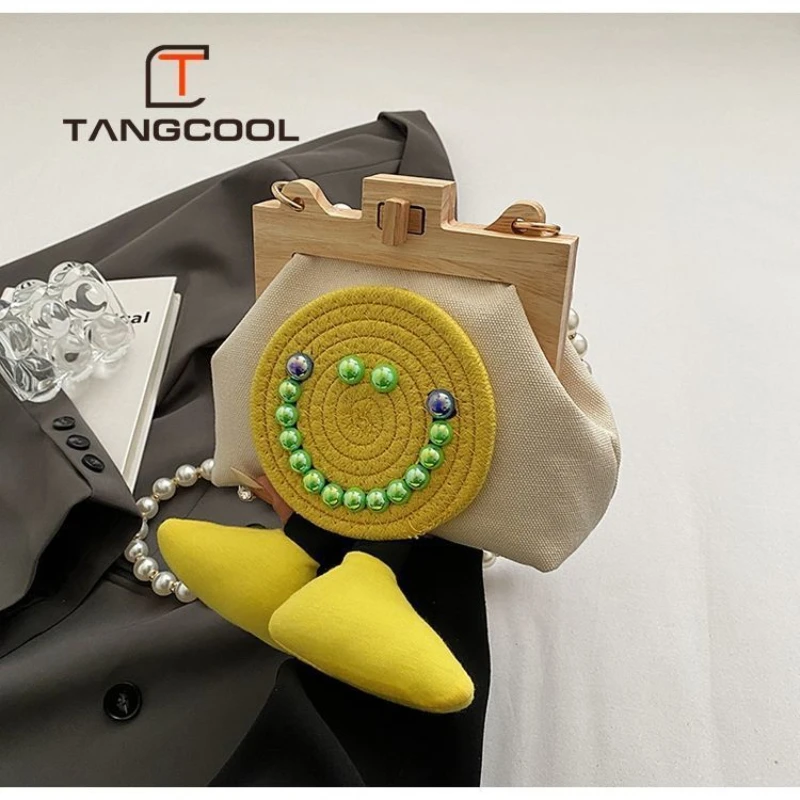 Tangku المتخصصة عالية الجودة سلسلة اللؤلؤ حقيبة الإناث موضة جديدة عباد الشمس الكتف الاتجاه Crossbody حزمة حمل الحقائب للنساء