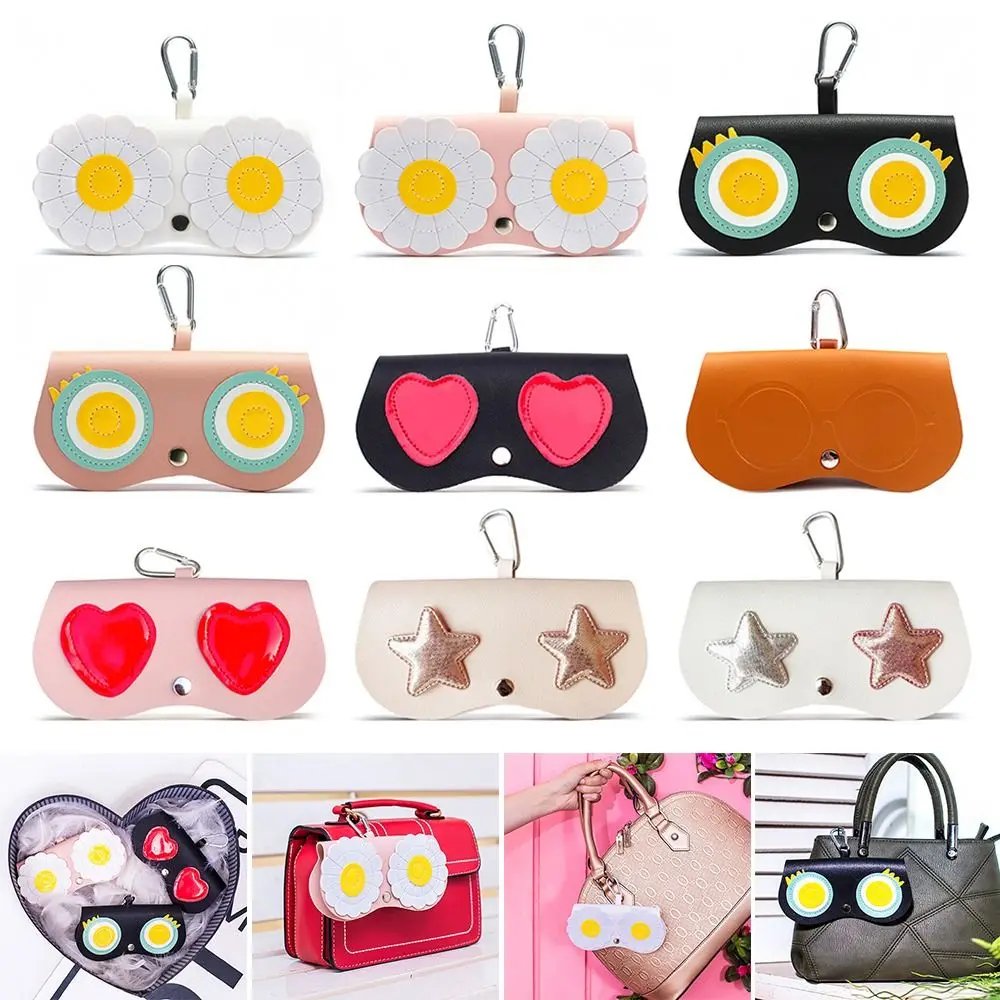 Qutzzmnd INS Cartoon Glasses Bag Women Portable Sun Eye Glasses Box PU Leather Eyewear Case Sunglasses Protection Bags image 2