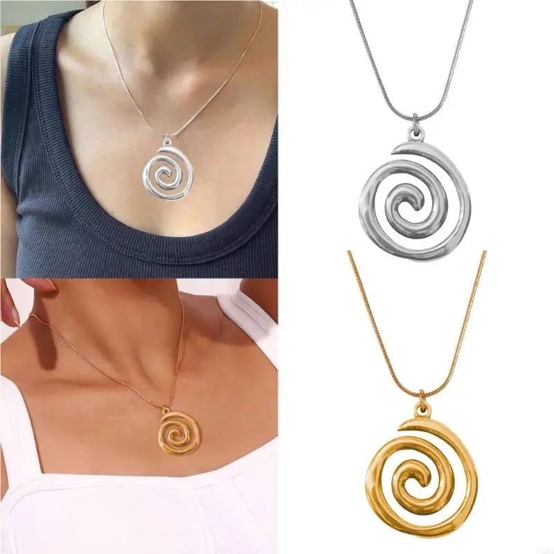 Pendant Necklace Round Circle Charm Choker Adjustable Clavicle Chain Elegant Accessory for Fashion Forward Women 55KA
