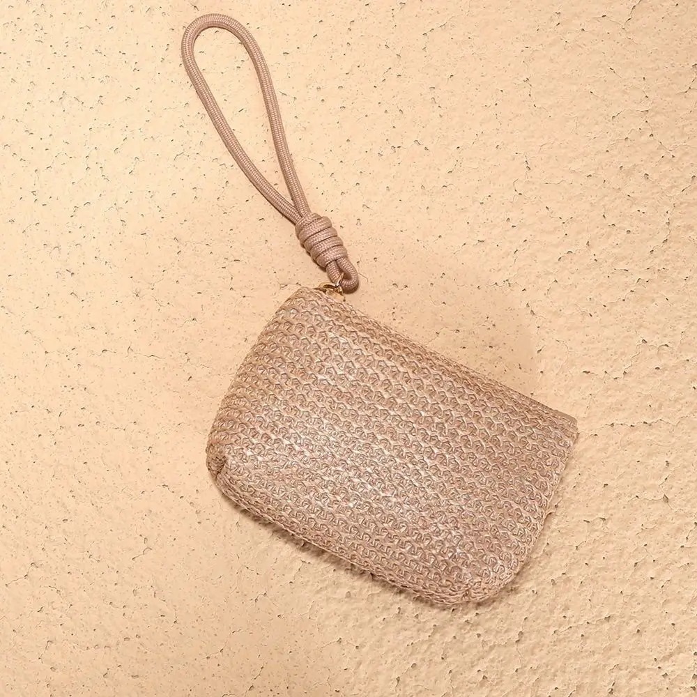 

Durable Straw Mini Wallet Mini Zipper Coin Purse Money Bag Women Girls