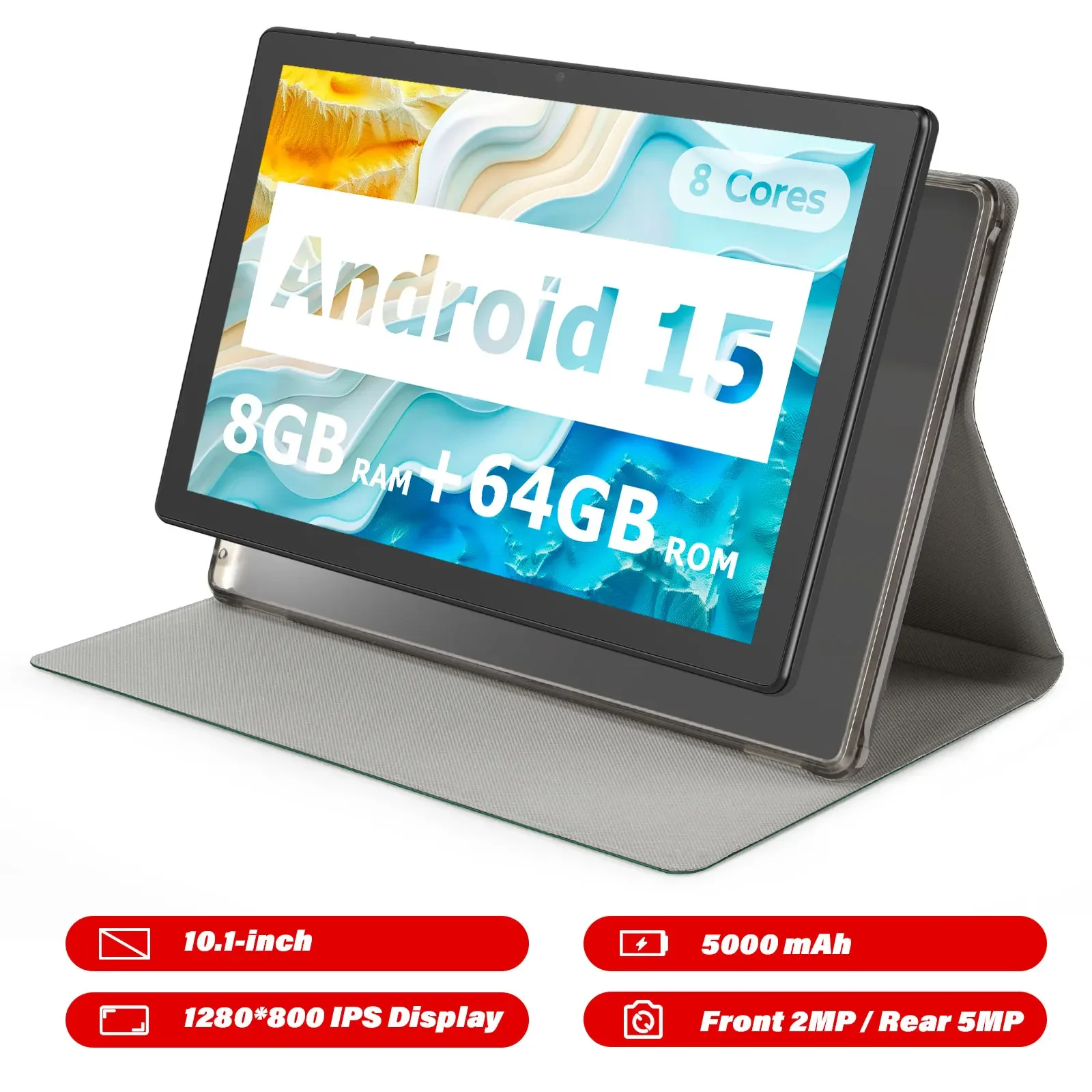 แท็บเล็ตพีซี WiFi 5G ขนาด 10.1 นิ้ว สำหรับเด็ก ของขวัญที่ดีที่สุด 8GB+64GB Octa-core Android 15 แท็บเล็ตเกมเด็กเพื่อการศึกษา