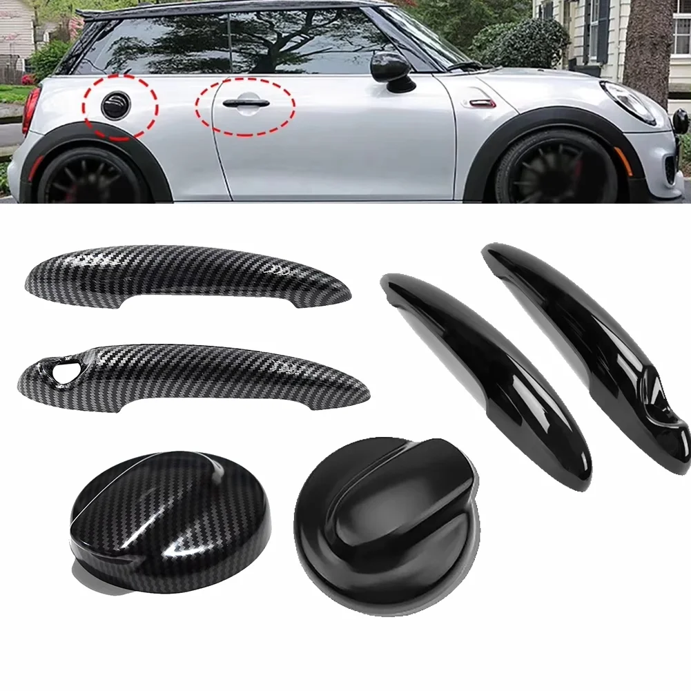 

Для MINI Cooper S R50 R53 R55 R56 R58 R59: накладки на боковые зеркала, ручки дверей и крышка топливного бака в глянцевом черном карбоновом исполнении