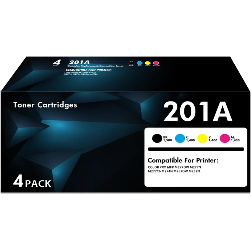

201A CF400A Toner Cartridges Compatible Replacement for 201X CF400X CF401A CF402A CF403A for Color Laser Pro MFP M277dw