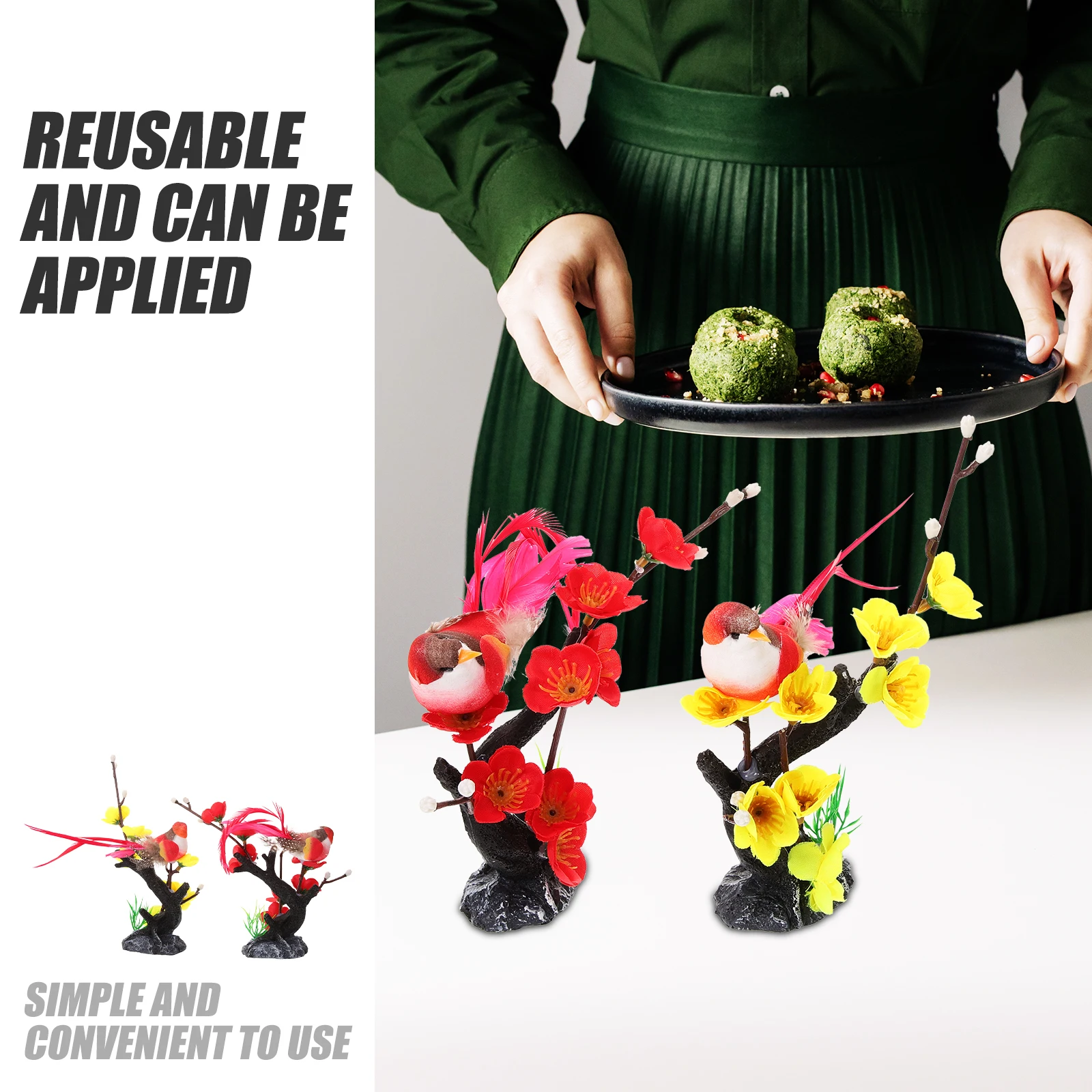 

2pcs Sushi Plate Decor Plum Blossom Artificial Flower Dish Ornament Japanese Style Restaurant Supplies Hotel Accessories