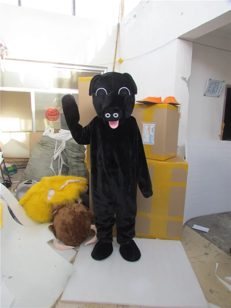 

Новая версия, черный костюм талисмана с милой собакой для взрослых, нарядное платье на день рождения, костюмы для косплея на Хэллоуин, одежда на Рождество