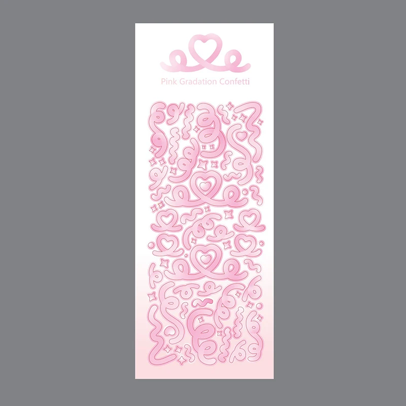 Korean Style Gradient Heart Ribbon Laser Sticker Flakes Idol Card Ornament Scrapbook DIY Material Decoration Stationery Stickers