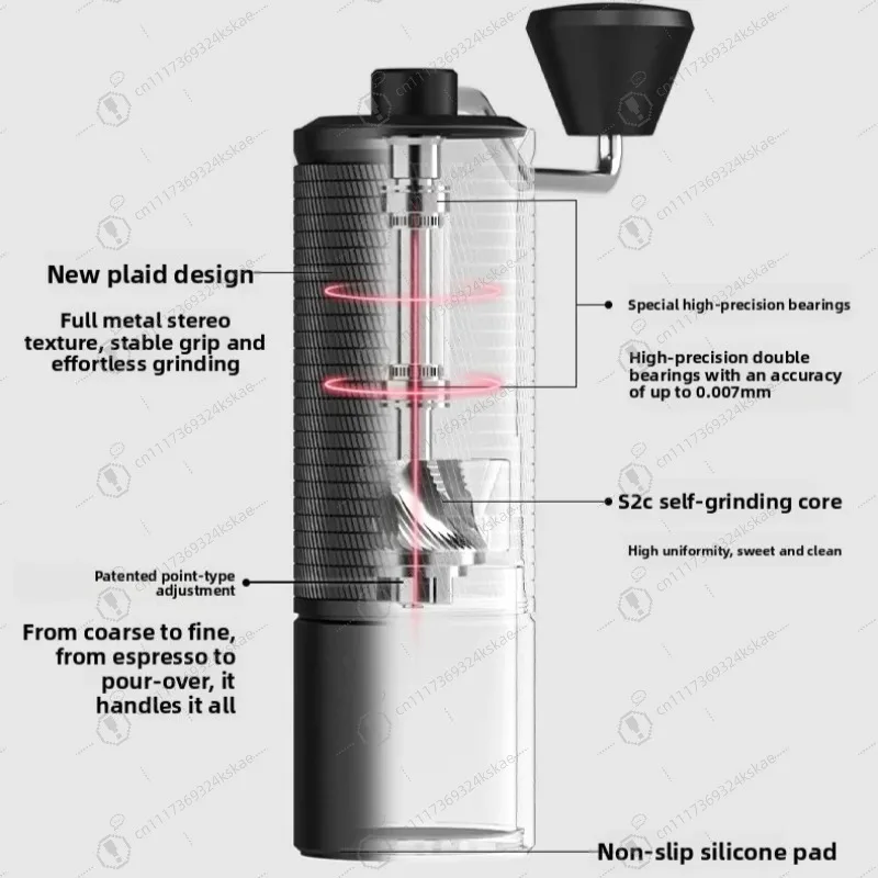 Hand Crank C5 Coffee Burr Grinder, Adjustable Grinding Setting, Home Barista Mill Compatible with C3S Coffee Preparation