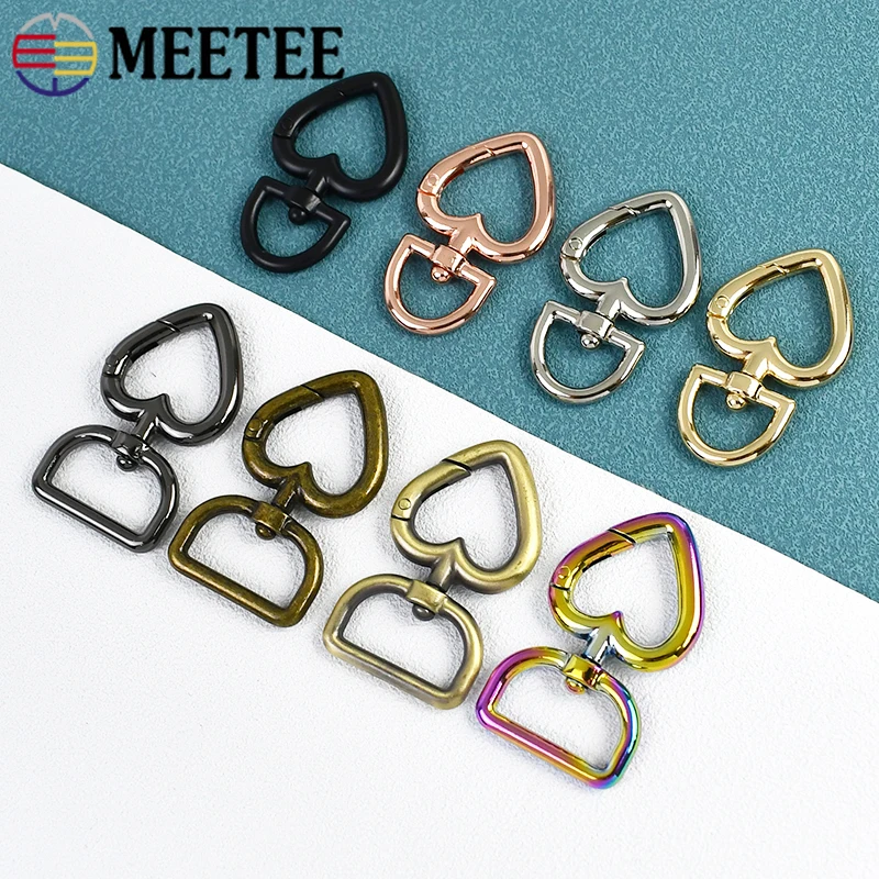 

5/10Pcs 13/20mm Metal Buckles for Bag Straps Heart-shaped Swivel Clasp Handbag Pet Collar Hooks Buckle DIY Hardware Accessories