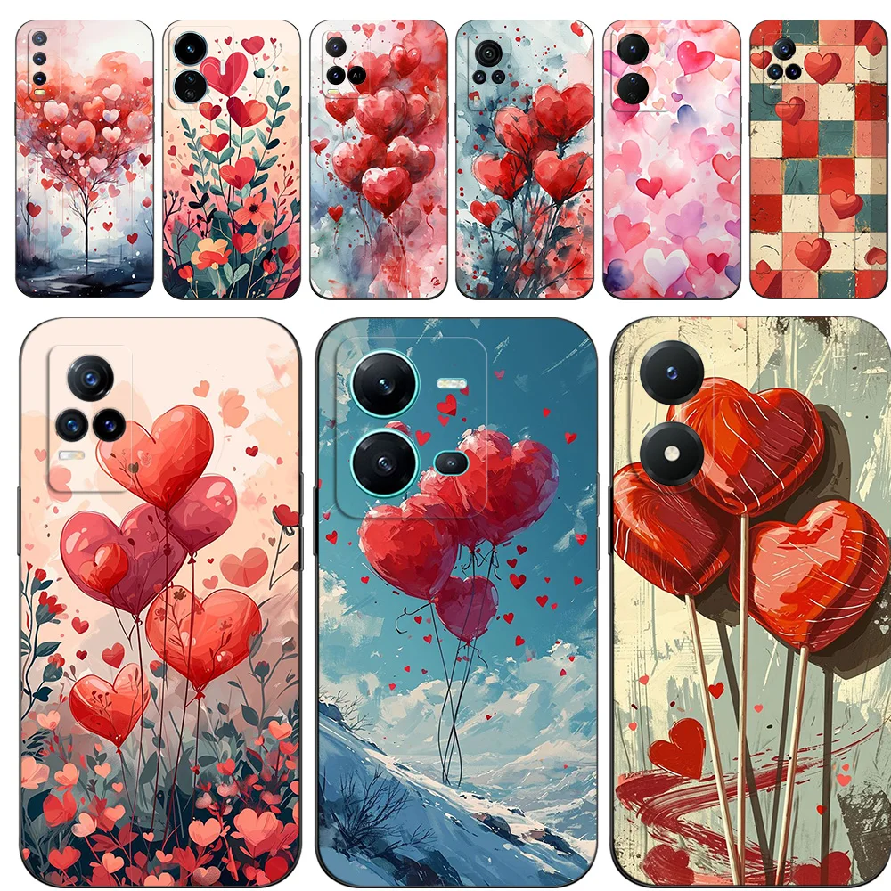 BLACK TPU CASE FOR VIVO Y20 Y11S Y20I Y20S Y20A Y20G Y20T Y20SG Y21T Y21A Y21E Y21S Y21 2021 Valentine’s Day heart