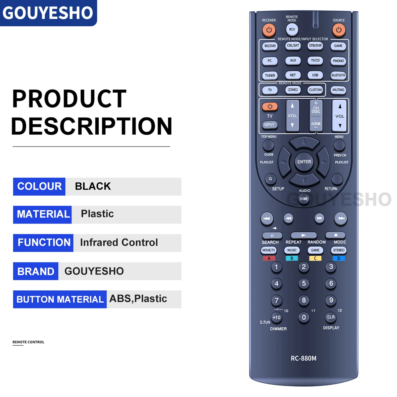 Remote Control for Onkyo RC-880M TX-NR636 HT-RC660 HT-S7700 HT-R693 TX-NR838 TX-NR737 Integra RC-881M DTR-30.6 7.2 A/V Receiver