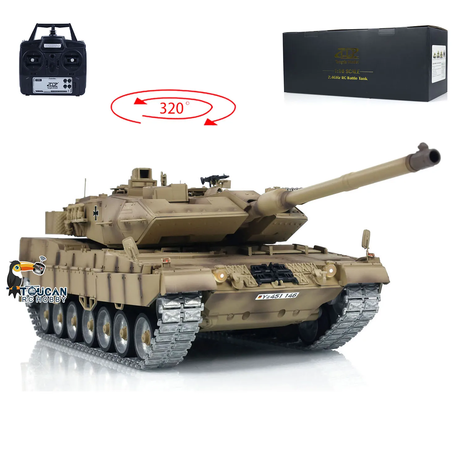 トンデ 1:16 RC戦車 ドイツ レオパルト2A7 ラジコン 赤外線対戦＆BB弾モデル メタルホイールトラック イデアタンク RTRモデル TH23300