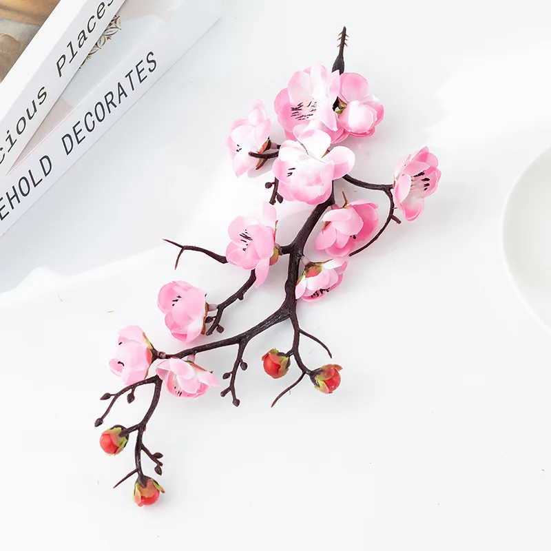 1/3pcs Artificial Flowers Silk Plum Blossom Peach Branch Outdoor Wedding Garden Party Festival Home Dining Table DIY Decorations
