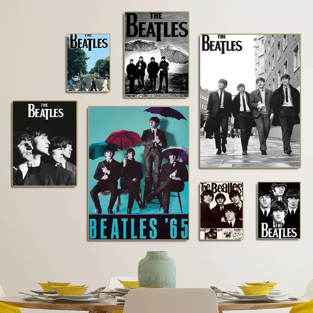 Vintage Famous Rock Band T-he-b-beatles Anime Posters Sticky Whitepaper Sticker DIY Room Bar Cafe Kawaii Room Decor