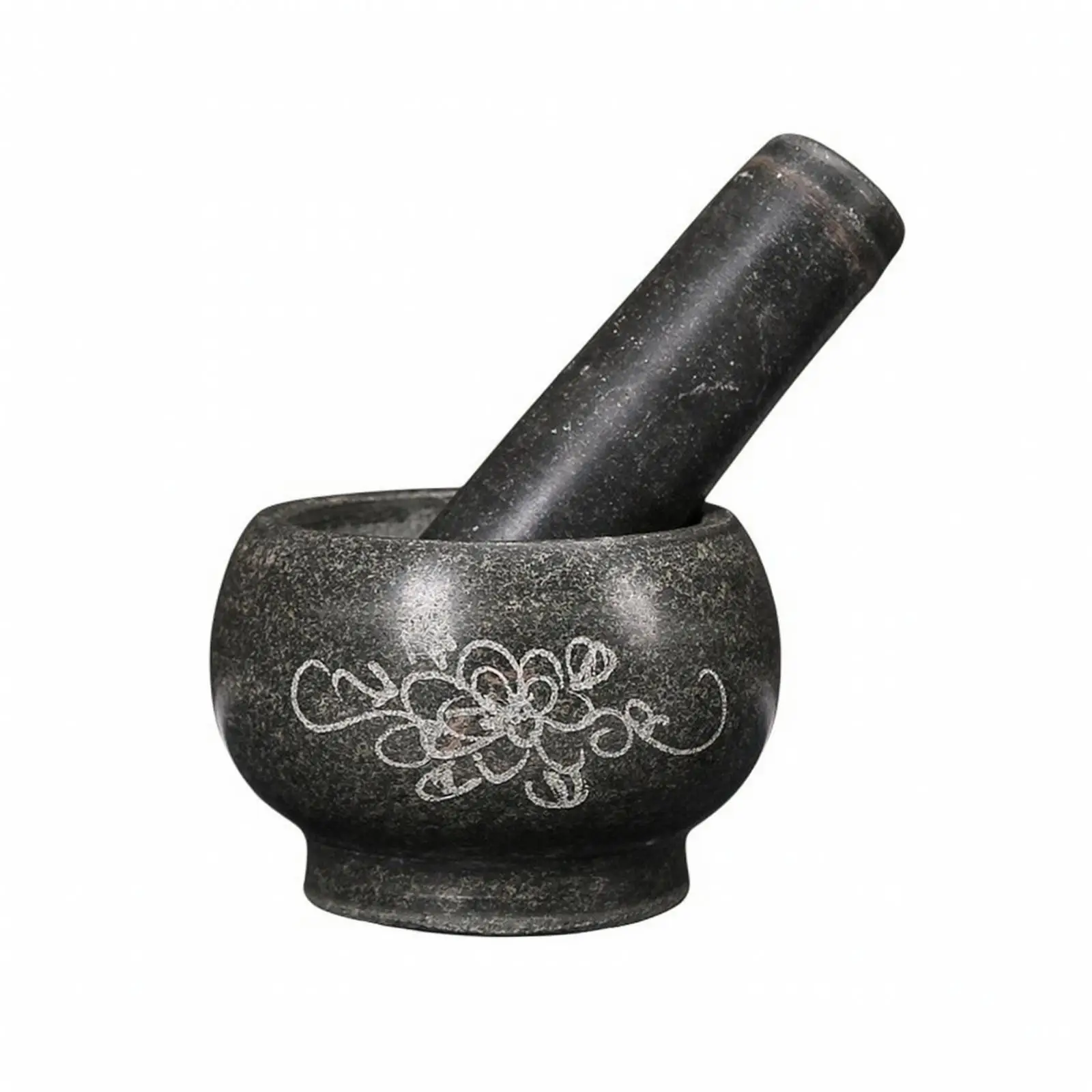 Chinese-Style Stone Mortar with Pestle Countertop Safe Blue Stone Mortar with Pestle Kitchen Tool Small Traditional