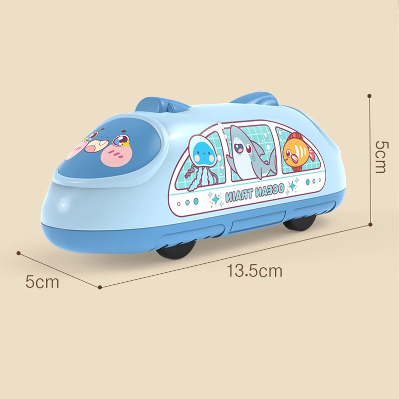 New Rebound High Speed Rail Cartoon Subway Forward and Backward Pull Back Vehicle Dinosaur Car Toy for Children Kid's Gifts