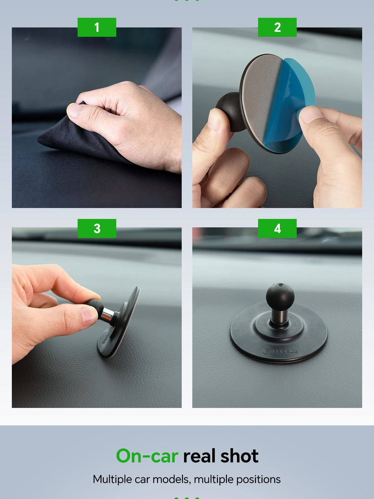 FANAUE 1 Zoll Kugelgelenk-Halterung Flexibler Klebe-Saugnapf für Auto-Armaturenbrett für GPS, Kameras, Smartphones und Zubehör – Detail 7