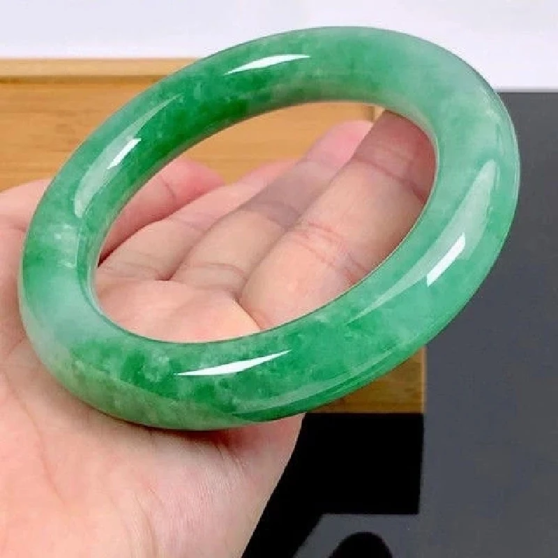 

Fine Emerald Natural Green Bracelet Round Bar Jade Bangle Exquisite Noble Fashion Jewelry Accessories