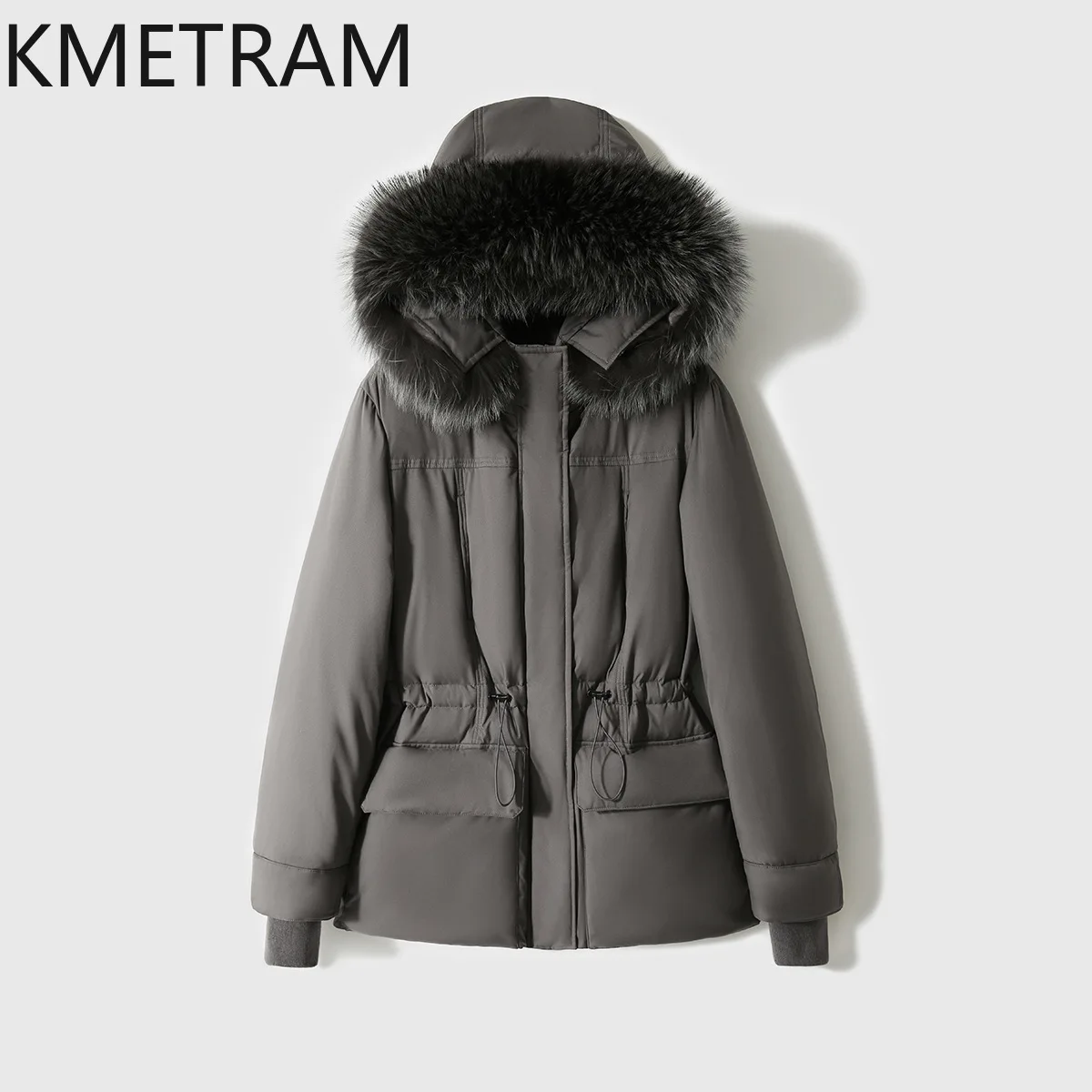 KMETRAM Fox Collar Winter Goose Down Jacket Luxury New in Outerwear Elegancka kurtka puchowa Odzież damska 2024 Пуховик Женски