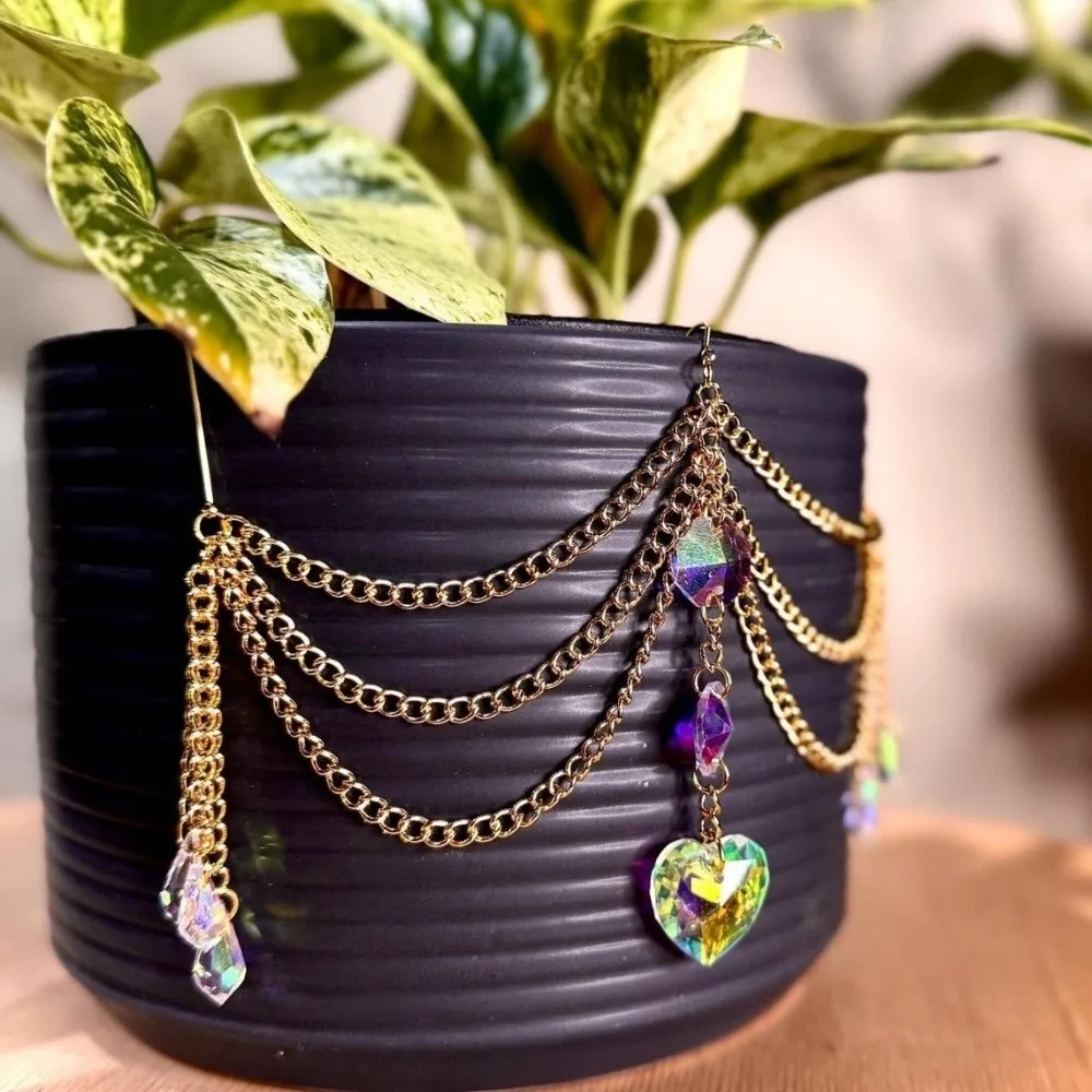 Heart-Shaped Beads Crystal Prisms Sun Catcher Reflective Colorful Hanging Pot Crystal Exquisite Handmade Craft Sunlight Catcher