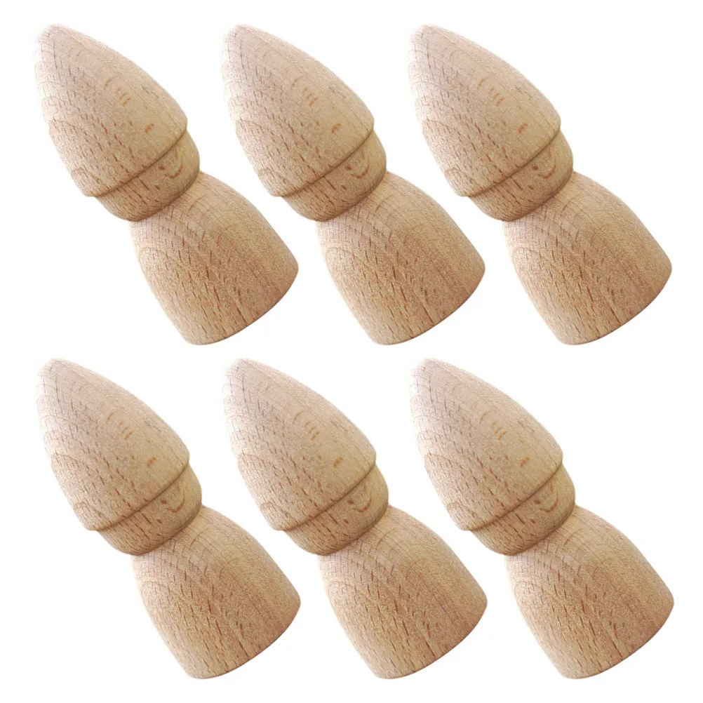 6Pcs Wooden Peg People Unpainted DIY Graffiti Art Supplies for Children Crafting Sessions Portable Fun Decorative view 6