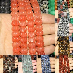 8~14mm Natural Semi-precious Stone Colorful Crystal Tiger Eye Pumpkin-shaped Loose Bead Jewelry Making DIY Bracelet Necklace 15