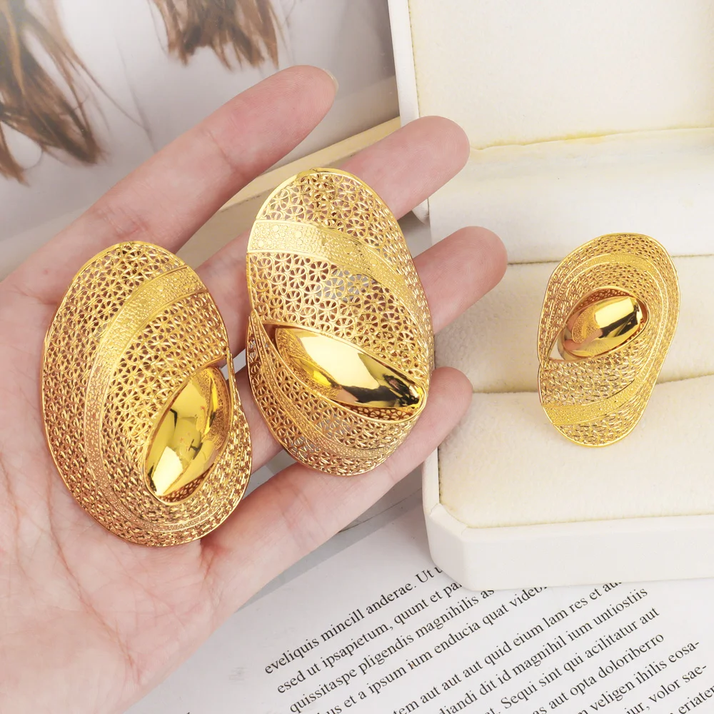 YM 2025, europäisches und amerikanisches Hohlring- und Ohrring-Set, Damen-Schmuckset, Party-Hochzeit, modisches Schmuck-Damengeschenk 7