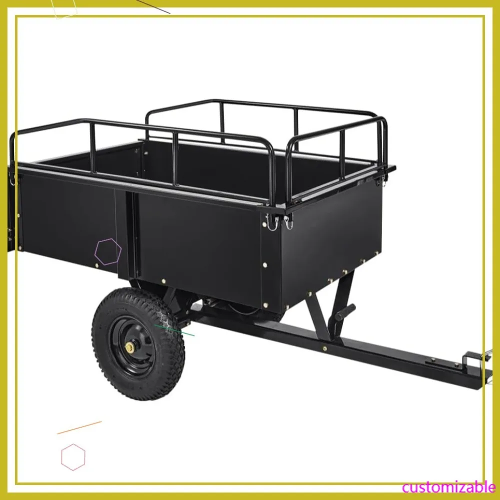 

Прочный стальной прицеп-самосвал грузоподъемностью 750 фунтов (15 куб. футов) для квадроциклов, UTV и тракторов