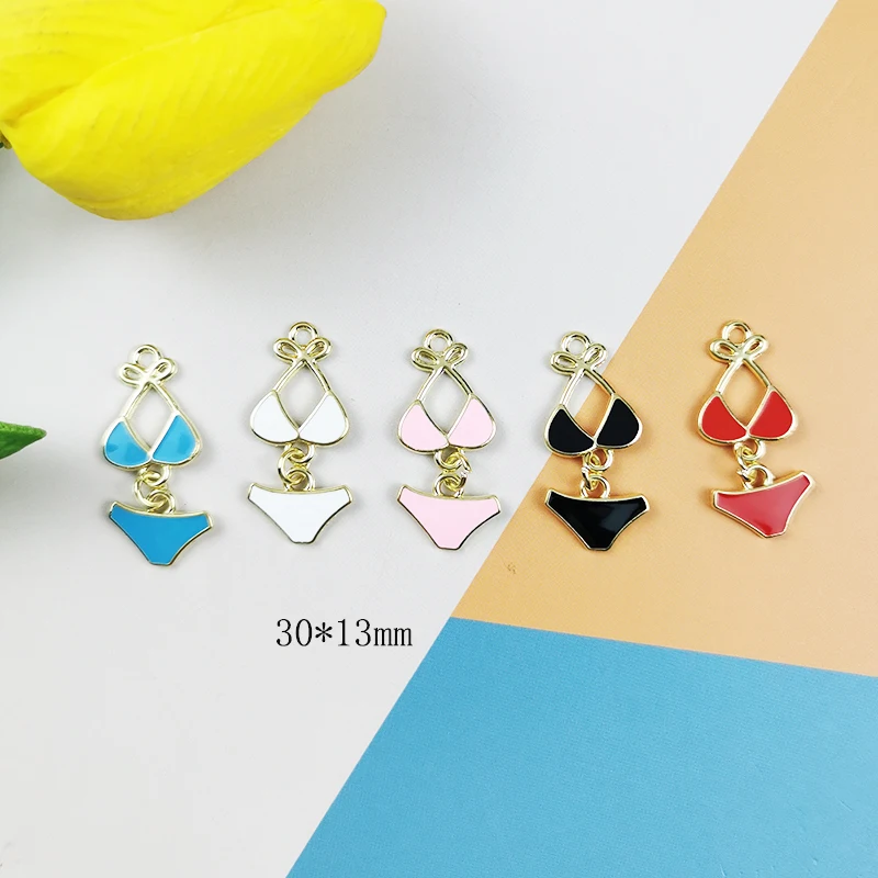 ApeUr 10pcs Sexy Bathing Suit Enamel Metal Charm For Jewelry Making Eearring Bracelet Swimwear Pendant