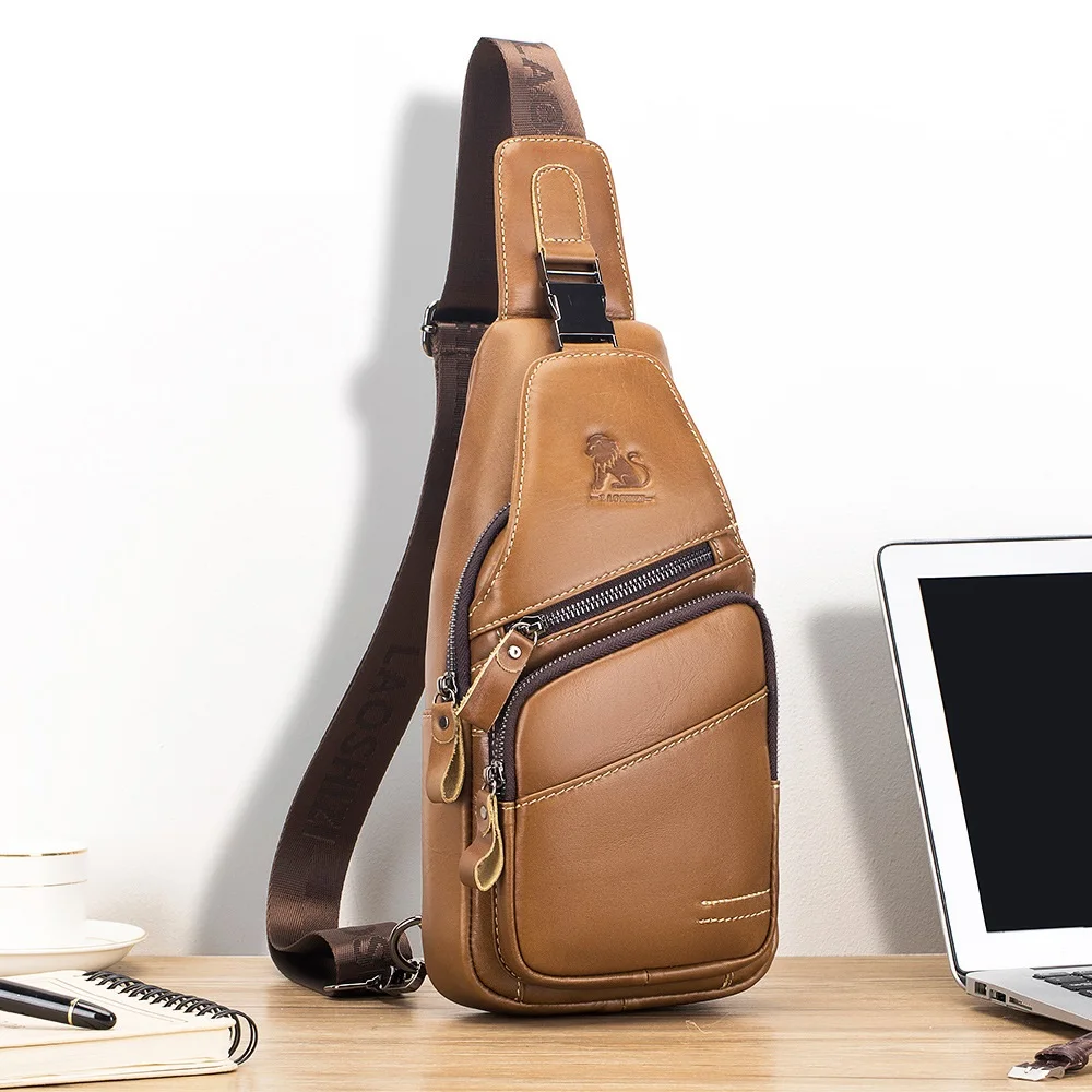 

Мужская нагрудная сумка из натуральной кожи в стиле ретро, сумка через плечо из воловьей кожи для мужчин, Vsatile и модная сумка через плечо большой вместимости в подарок