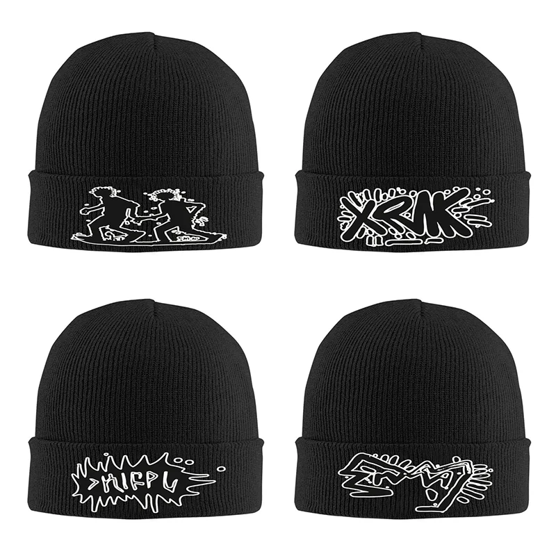 

New Y2K Hot Designs Printed Unisex Knitted Hat Outdoor Warm Men Solid Color Crimping Skullies Beanie Cap Hip Hop Winter Ski Caps