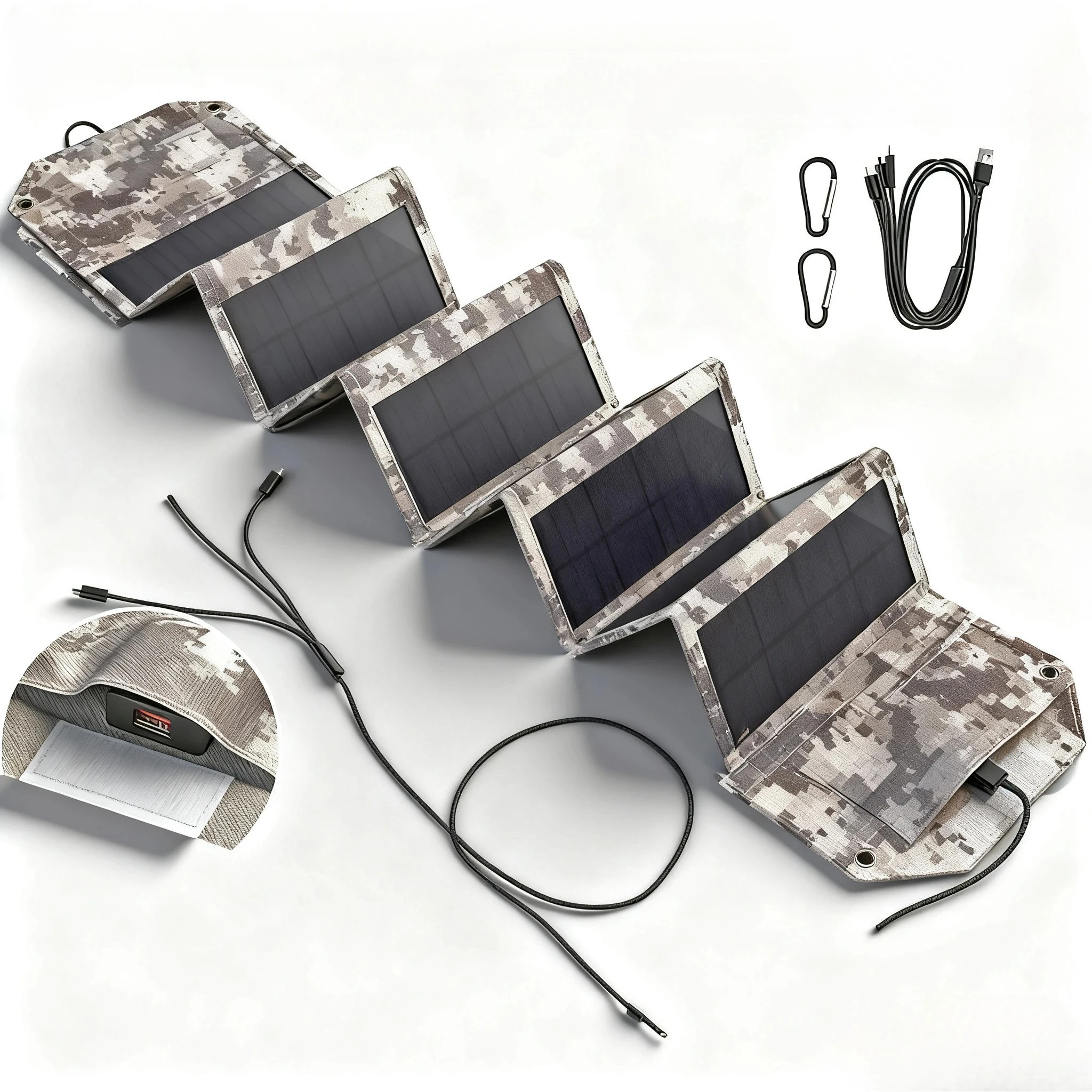 Cargador Solar plegable USB con Panel Solar, cargador tipo C de 600W para escalada, senderismo, fuente de alimentación para teléfono móvil