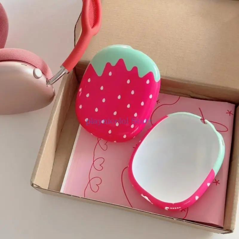 Full Coverage Strawberry Protector Headsets Cover for Airpods Pods Earphone Case,Shockproof PC Earpads Easy to Carry E8BA
