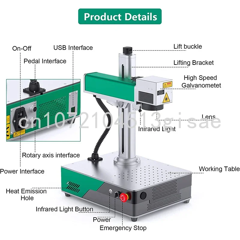 Fiber Laser Engraving Marking Machine 30W Raycus Engraver Gold Ring Jewerly Metal Stainless Steel Cup Paint Stripping